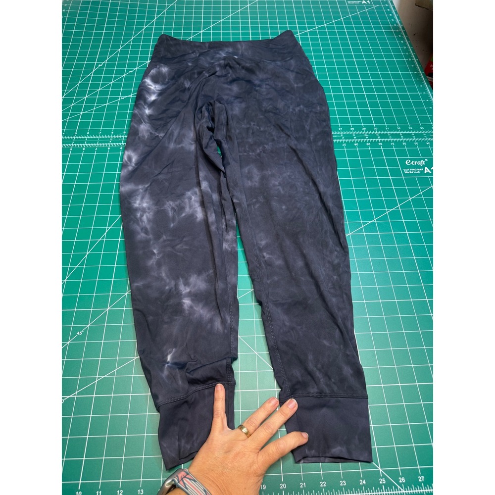 Tie Dye High Waisted Athletic Joggers Blue White Cloud Wash Yoga Pants Medium